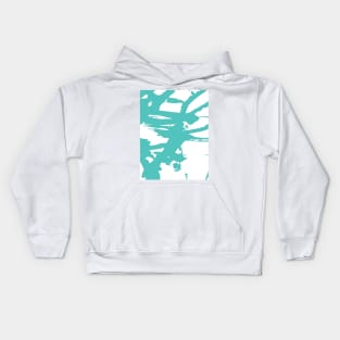 Turquoise Paint Spilled on White Kids Hoodie